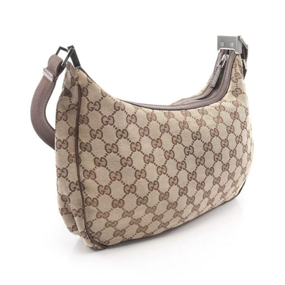 Gucci Bag Canvas Shoulder GG Brown Cream Beige Leather Cream Tan